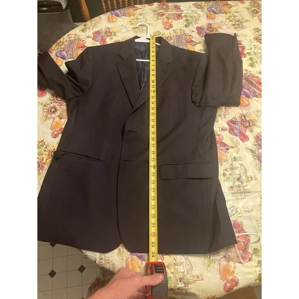 Lauren Ralph Lauren Windowpane 100% Wool Blazer 42R Navy Sport Coat